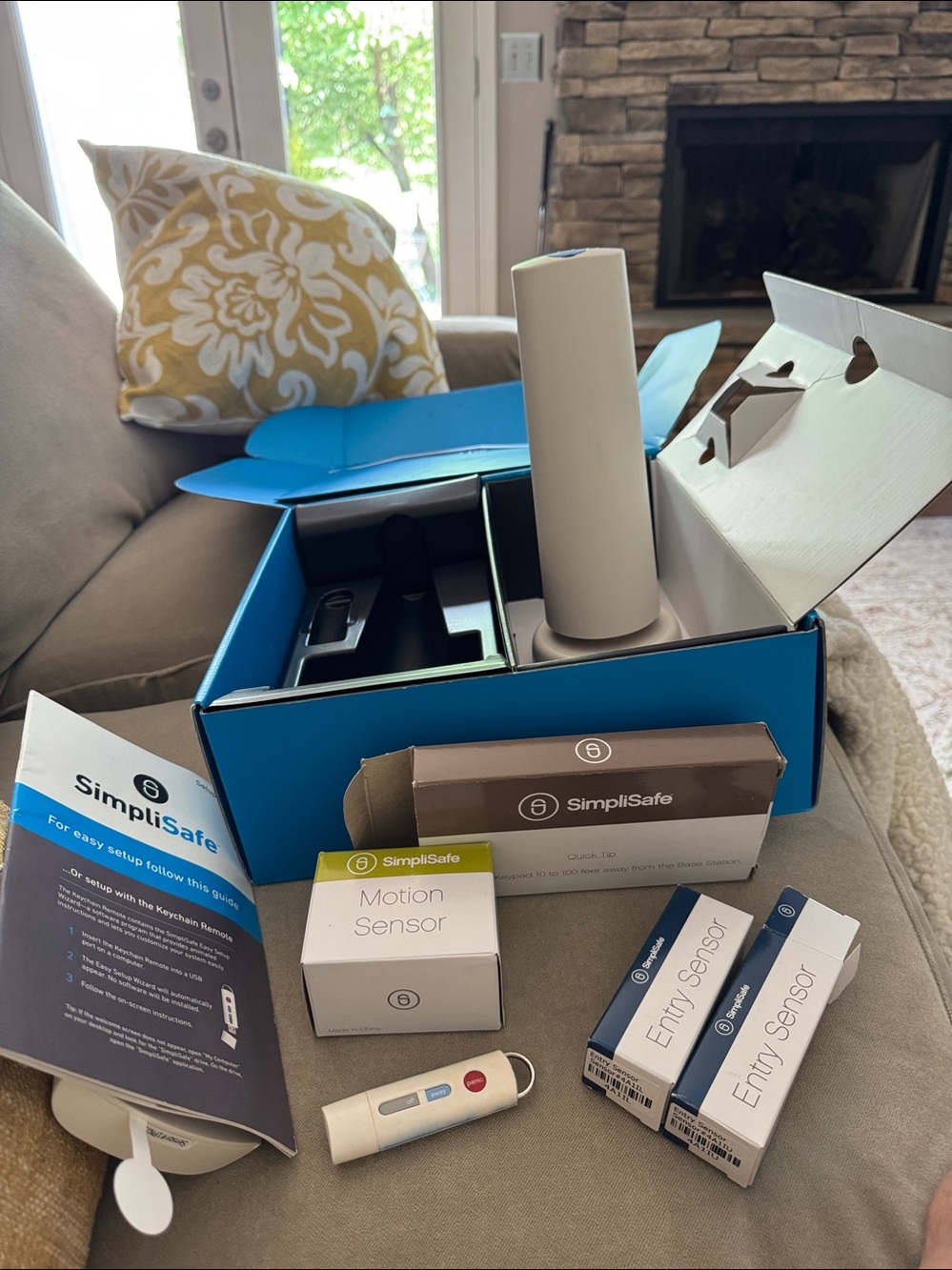 SimpliSafe security system in box alarm sensors keypad